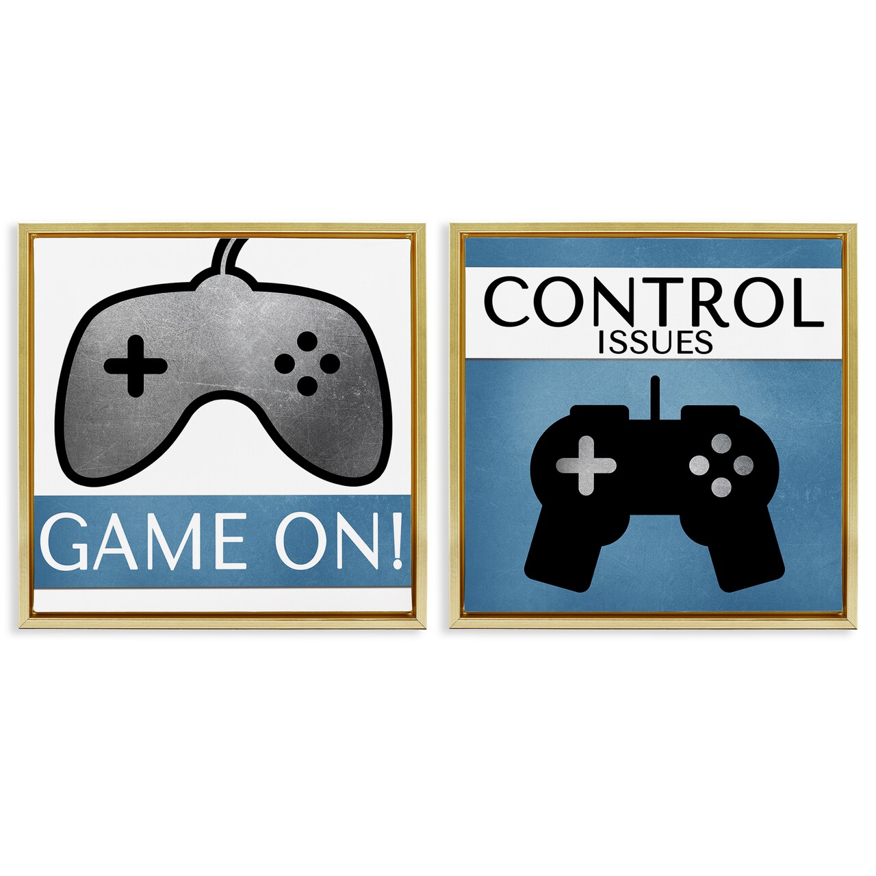 Stupell Industries Control Issues Gamer 2 pc Framed Floater Canvas Wall Art Set Design by Kim Allen